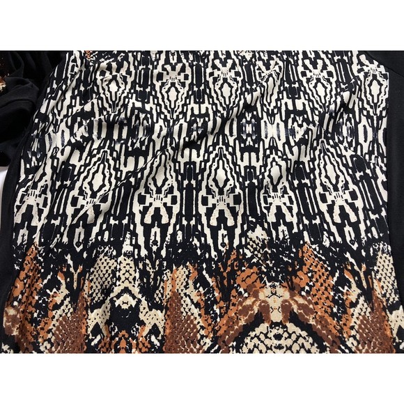 Gabby Skye Women's Size 10 Fitted Stretchy Dress Black/Brown Exotic Print - Picture 5 of 7